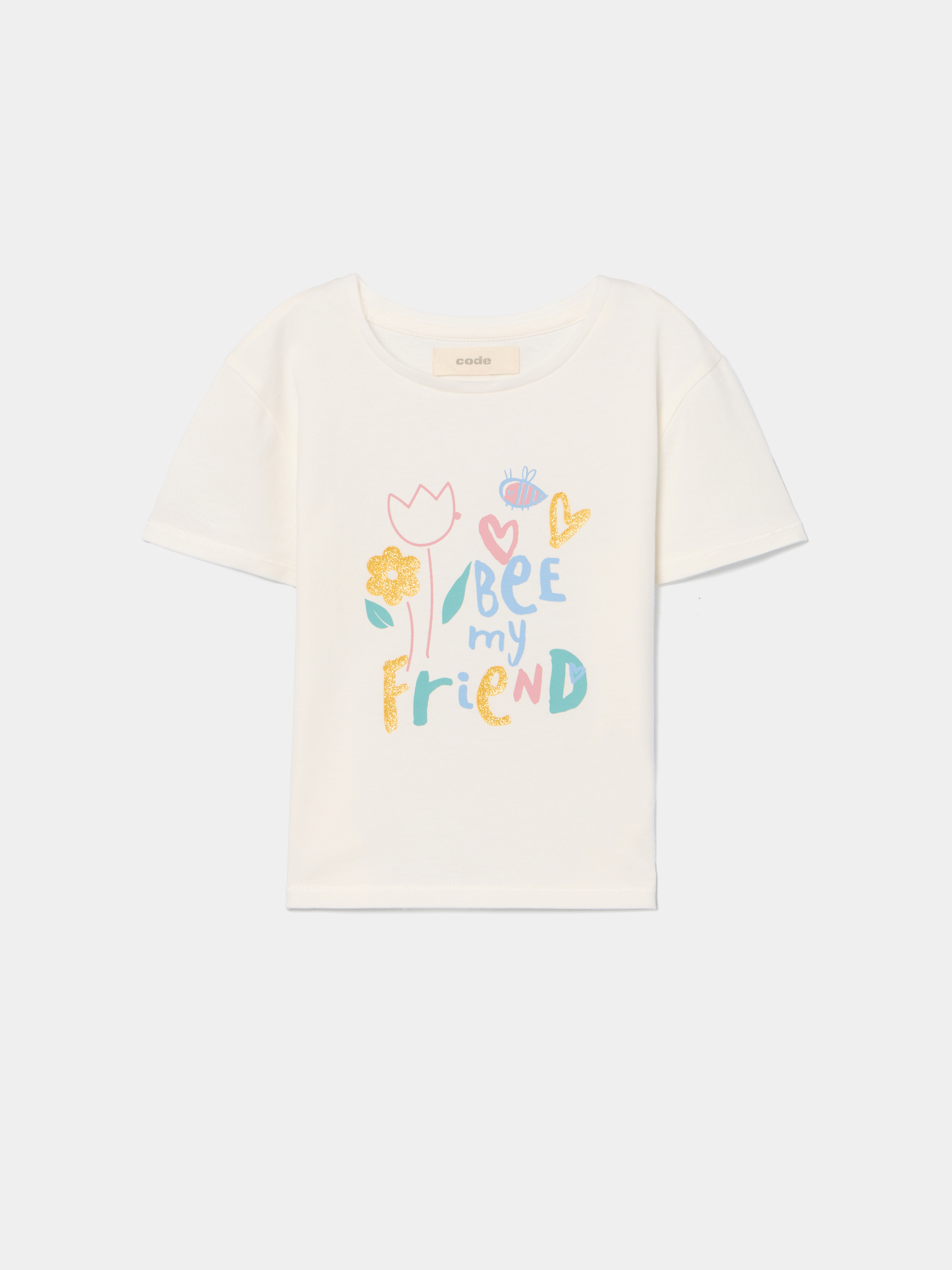 T-shirt estampada com brilhantes