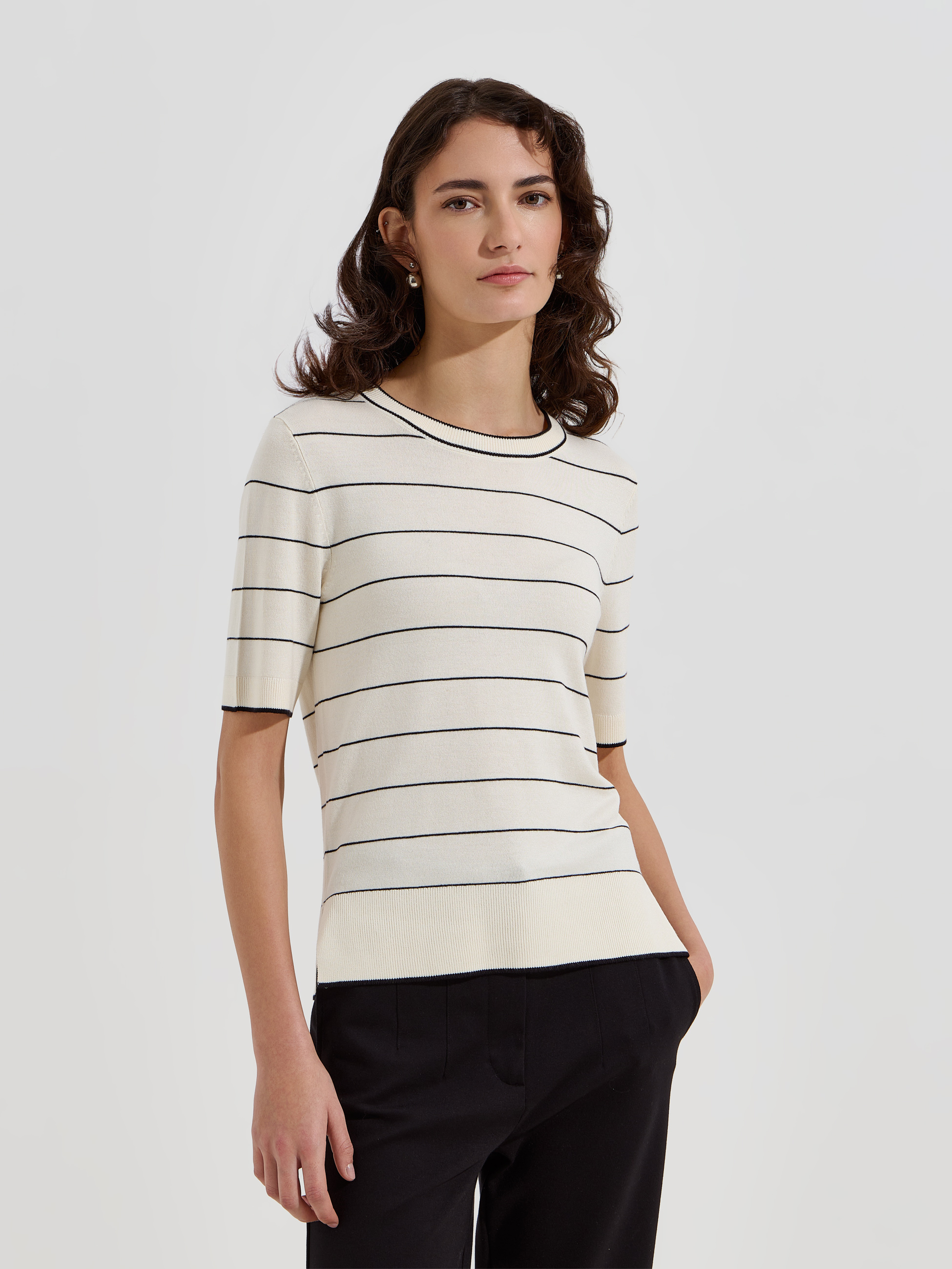 T-shirt de malha às riscas