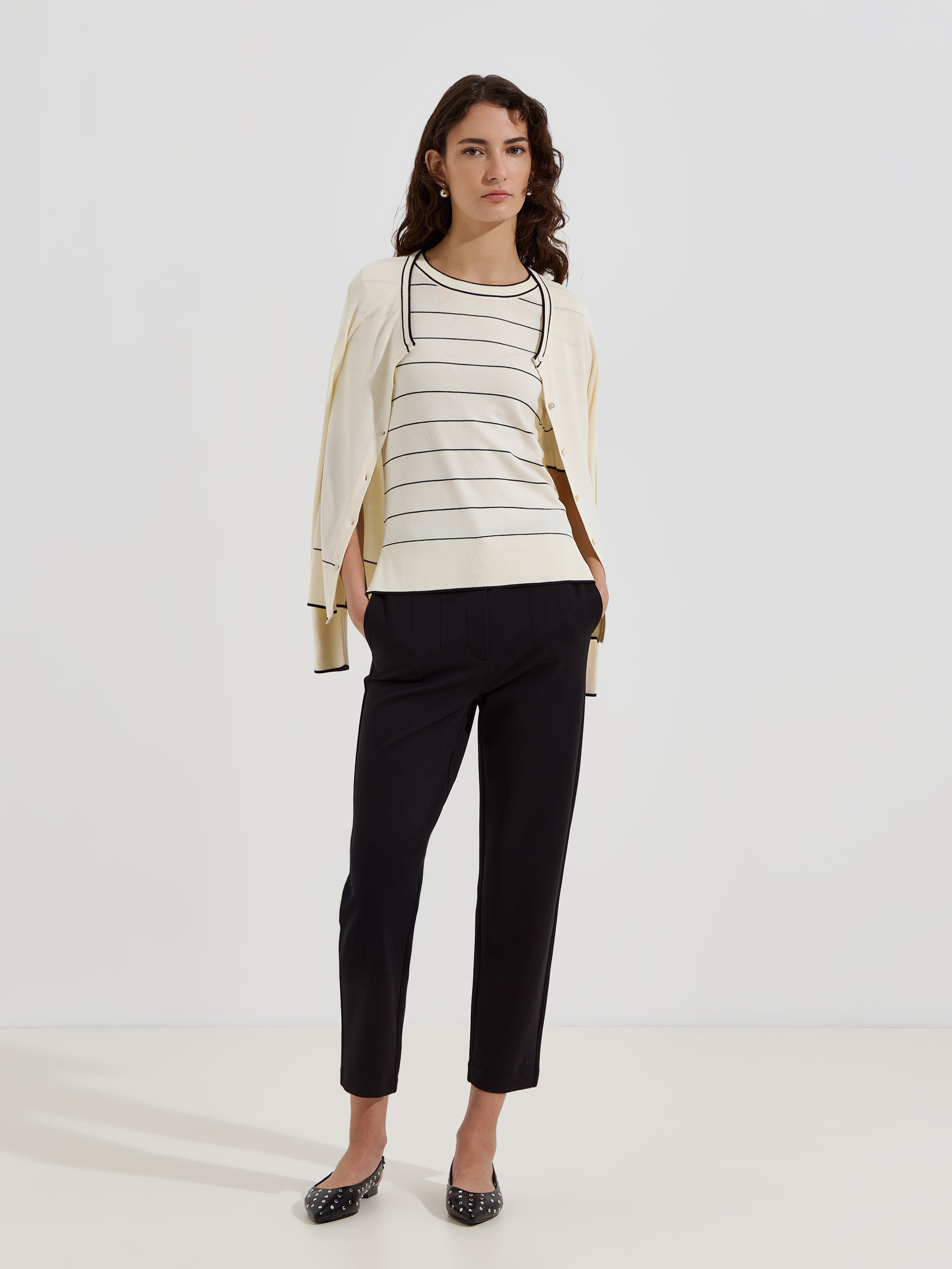 T-shirt de malha às riscas