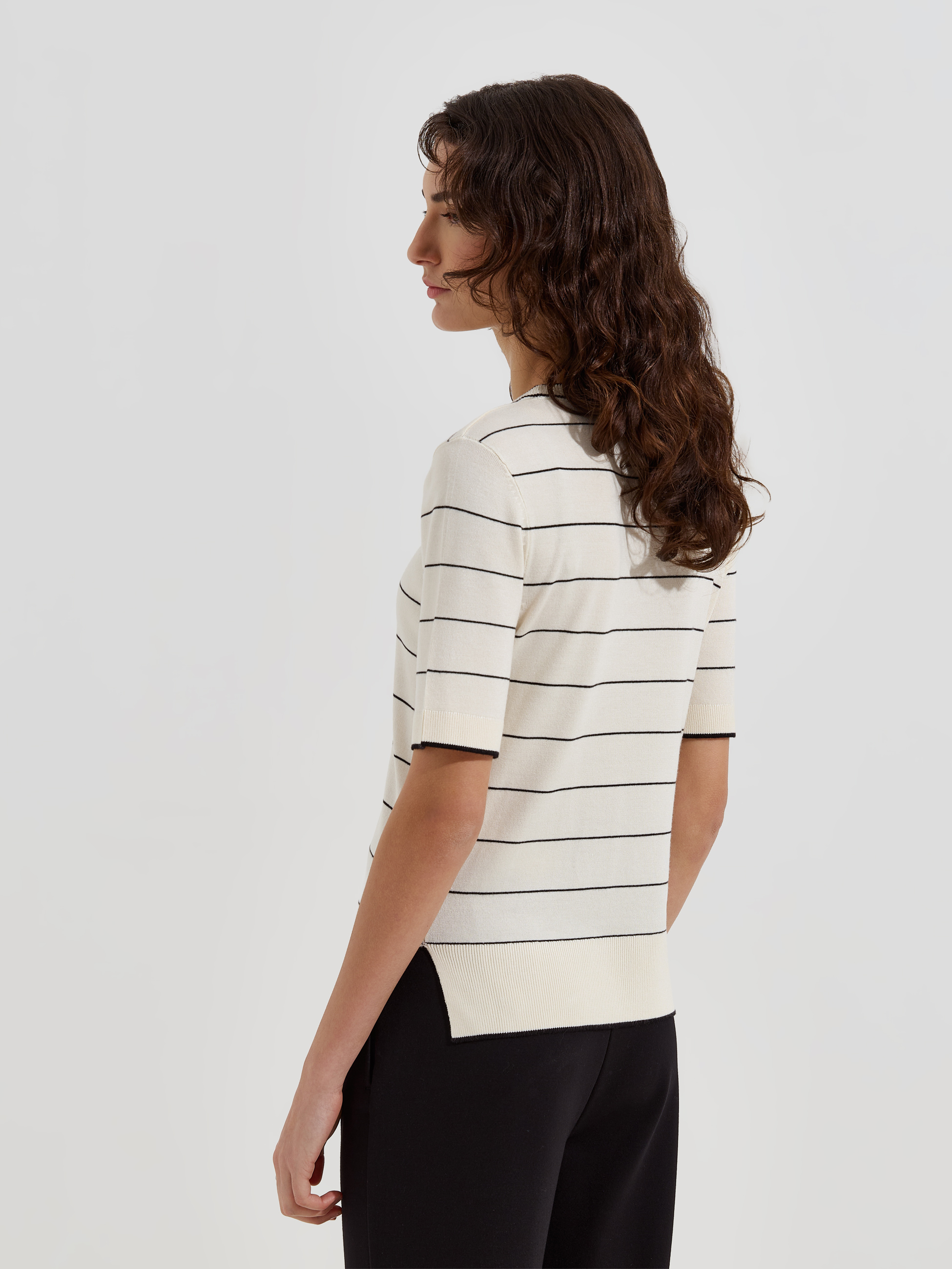 T-shirt de malha às riscas