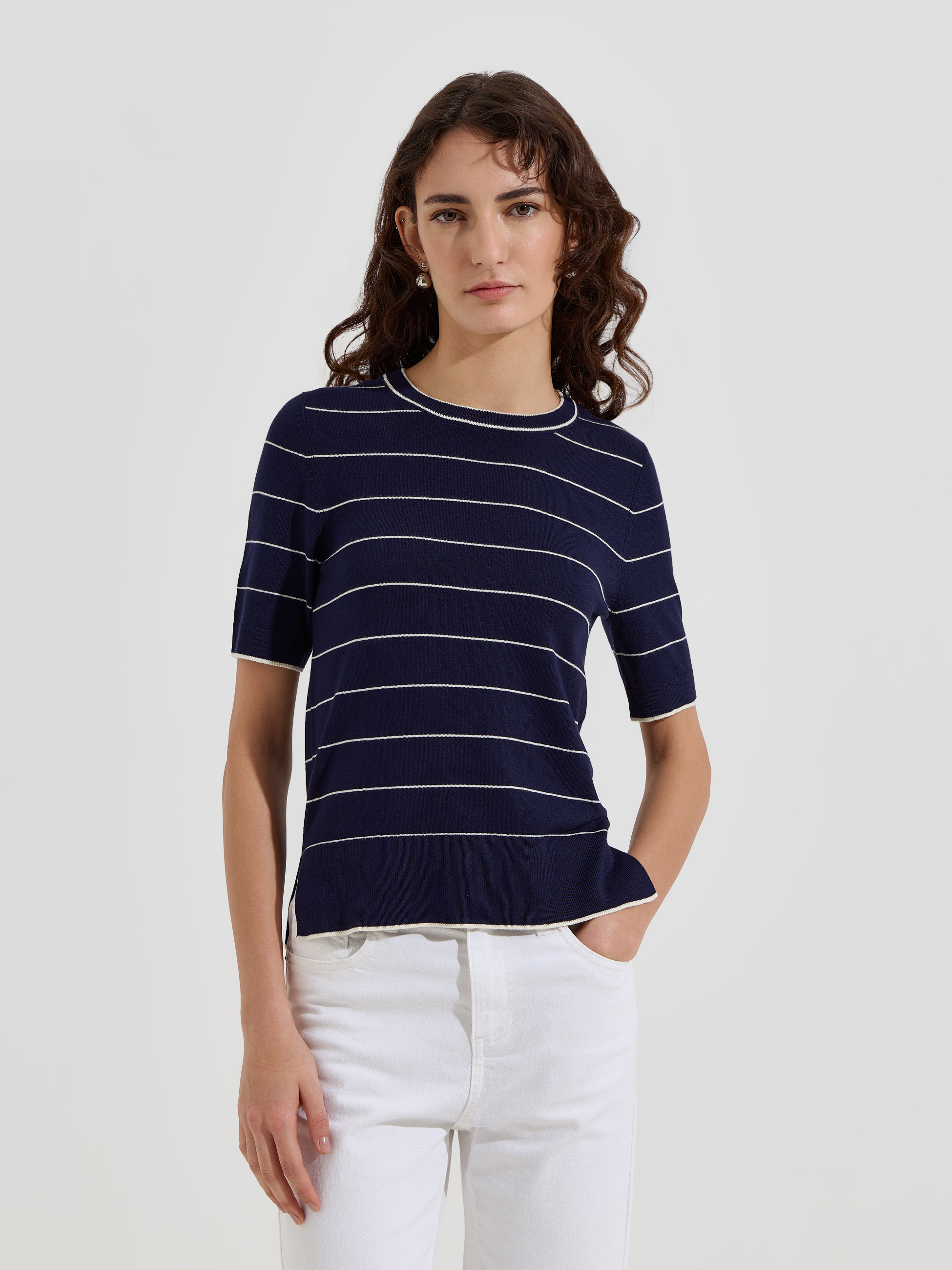 T-shirt de malha às riscas