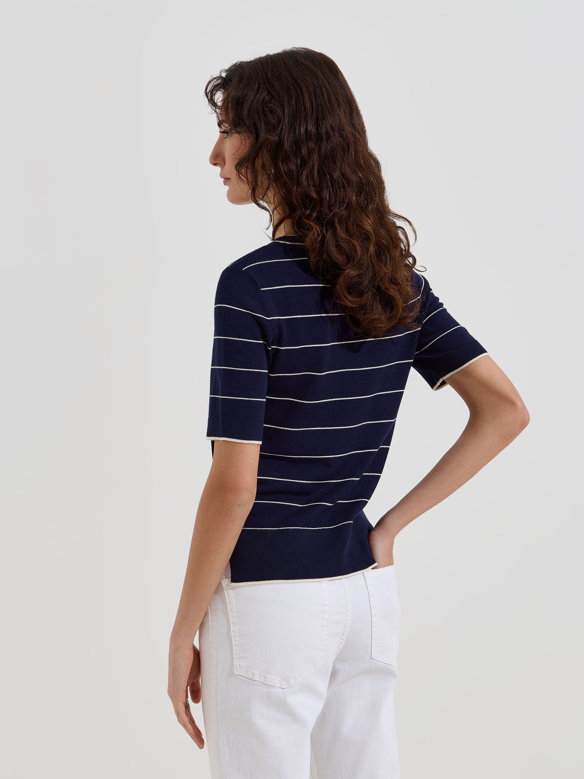 T-shirt de malha às riscas