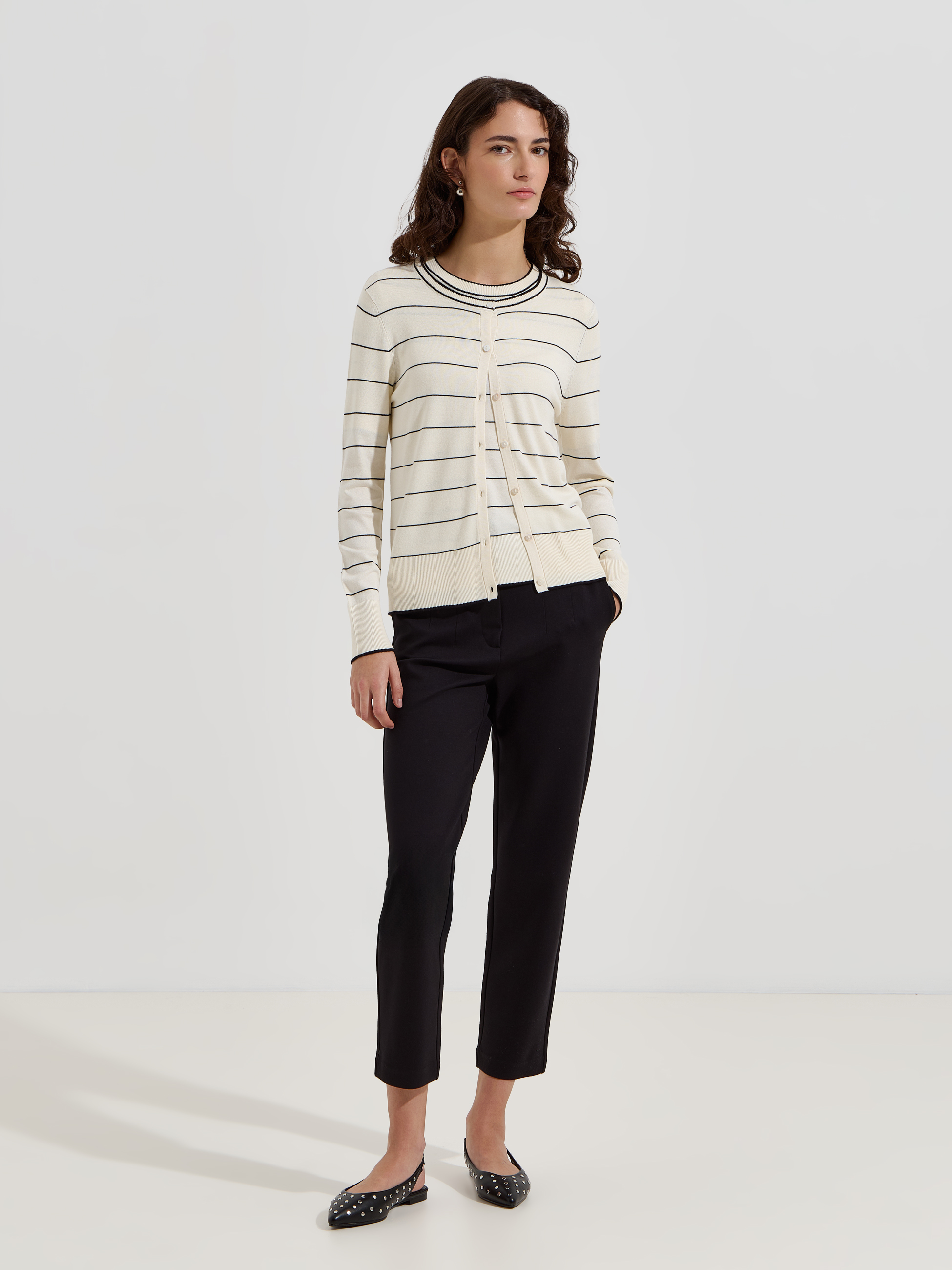 Casaco de malha com riscas