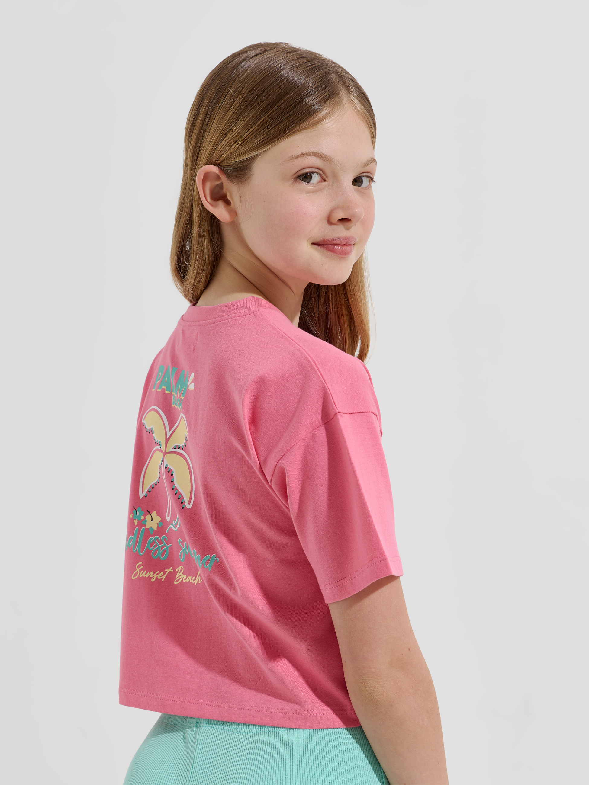 T-shirt cropped estampado tropical
