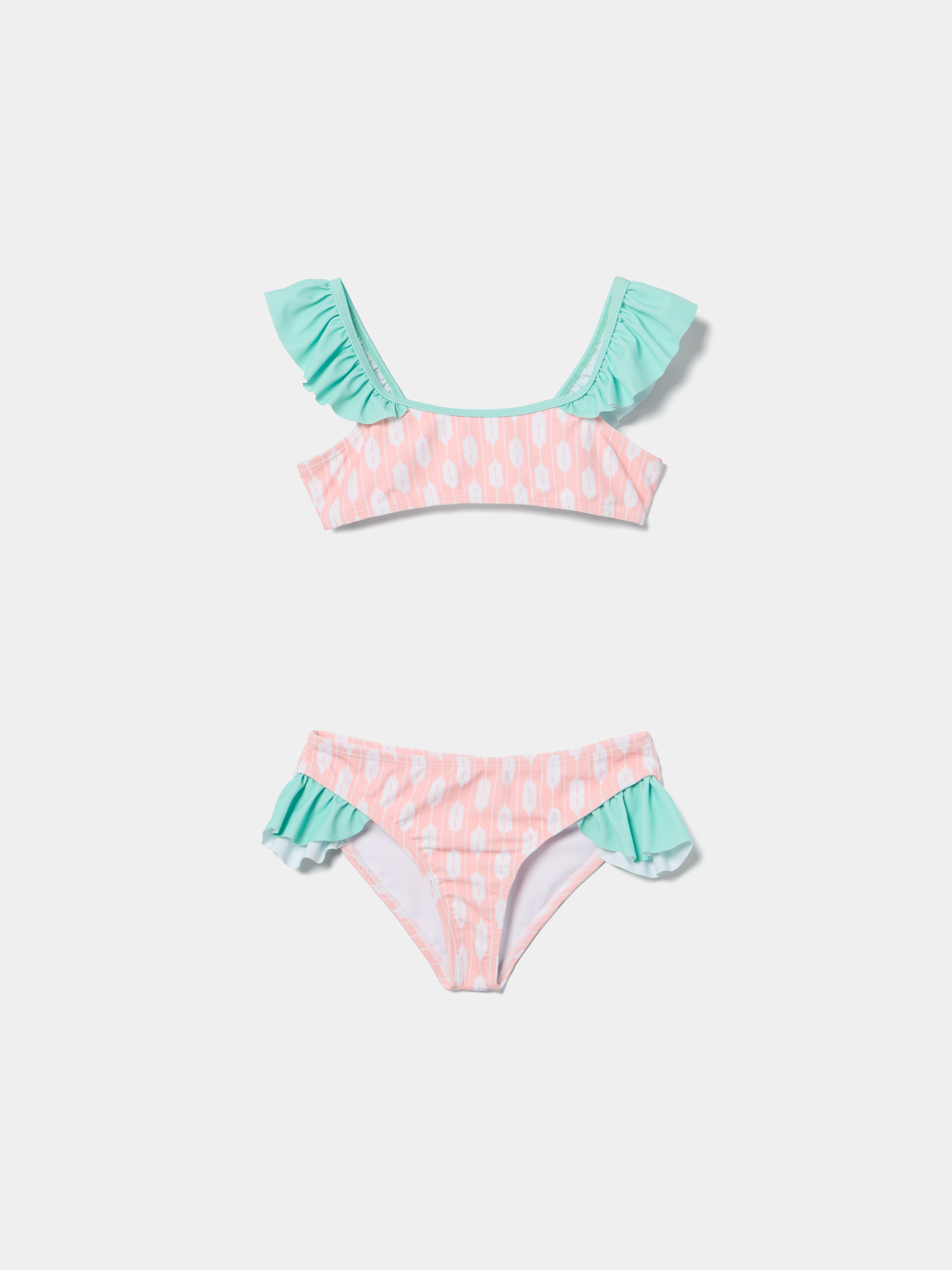 Biquíni com folhos estampado