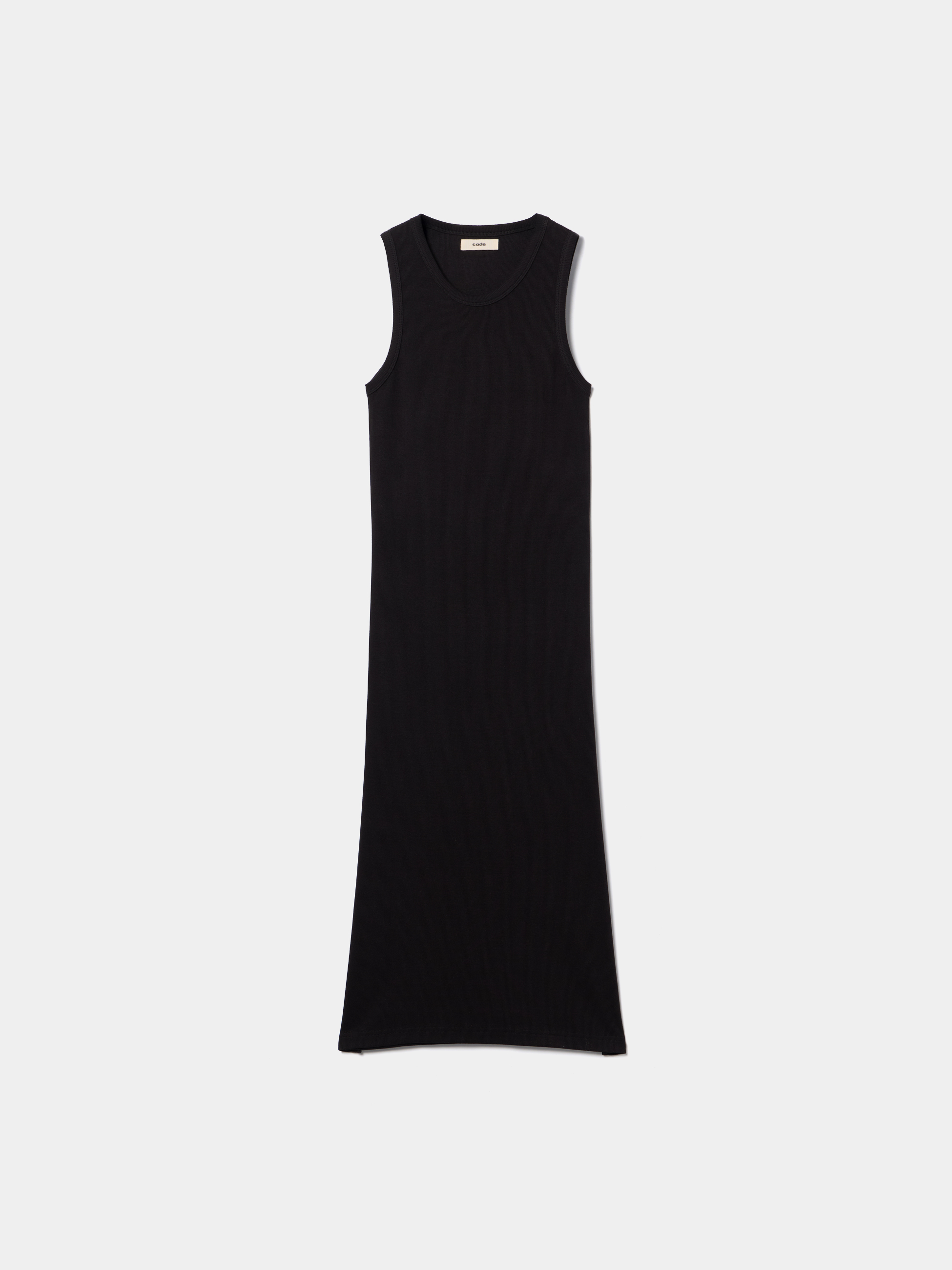 Ribbed midi dress with slit.