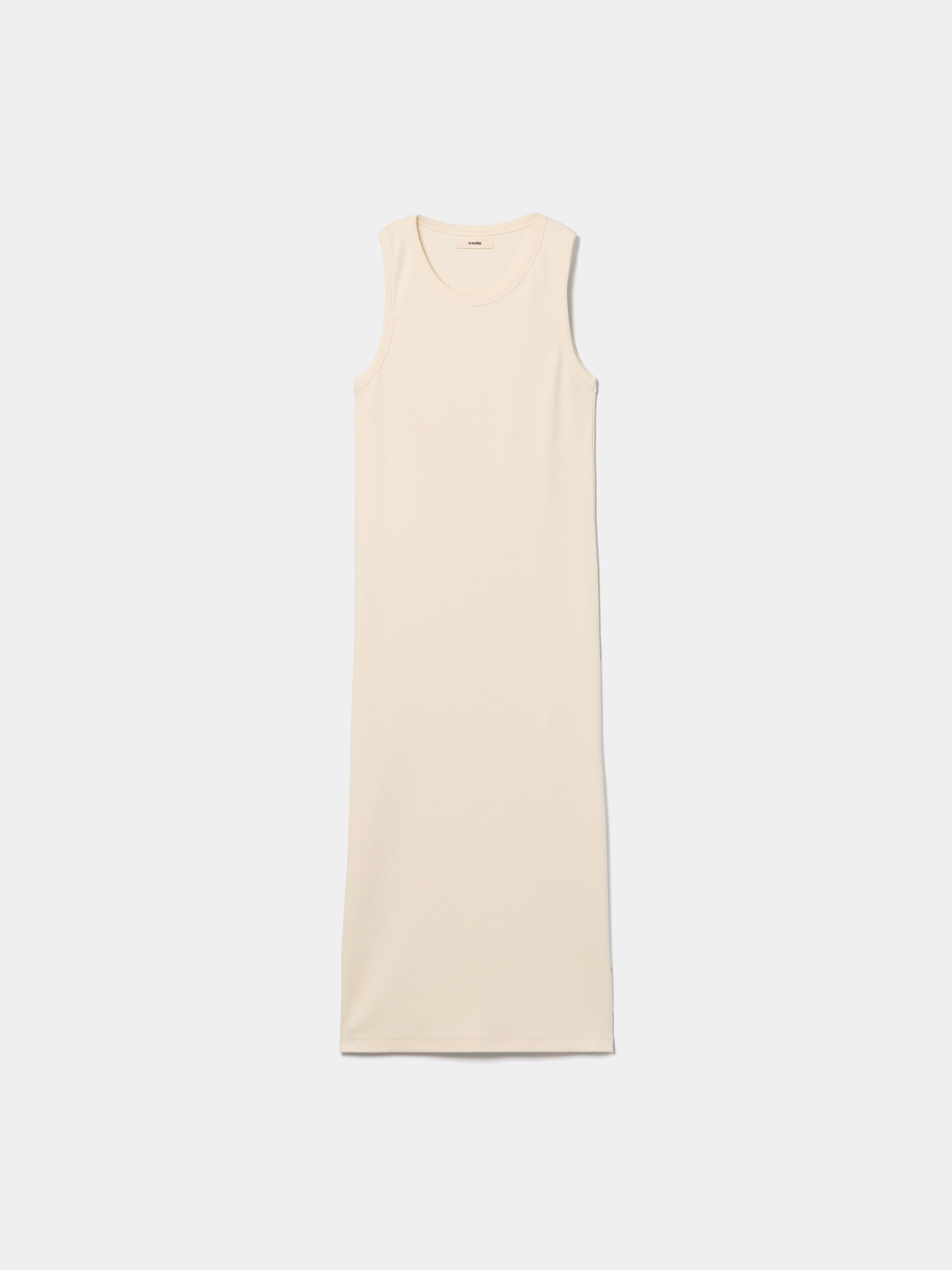 Ribbed midi dress with slit.