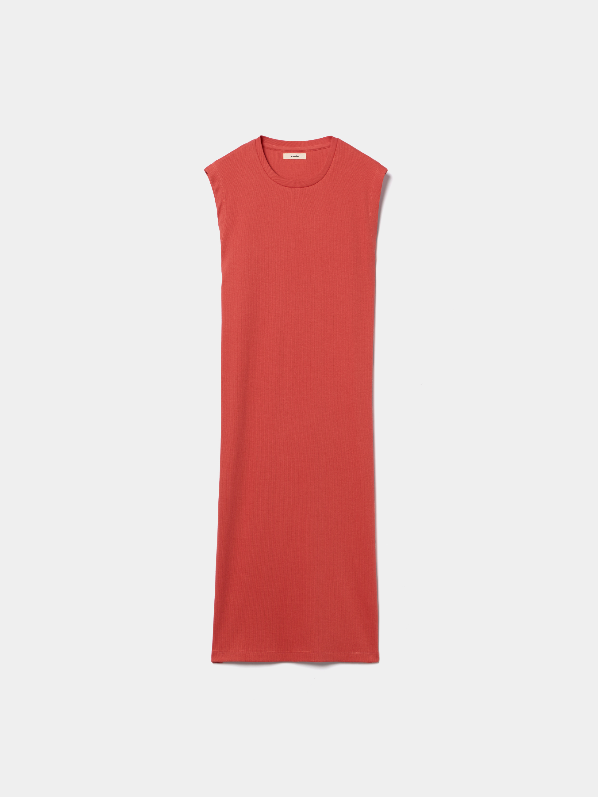 Ribbed midi dress with slit.