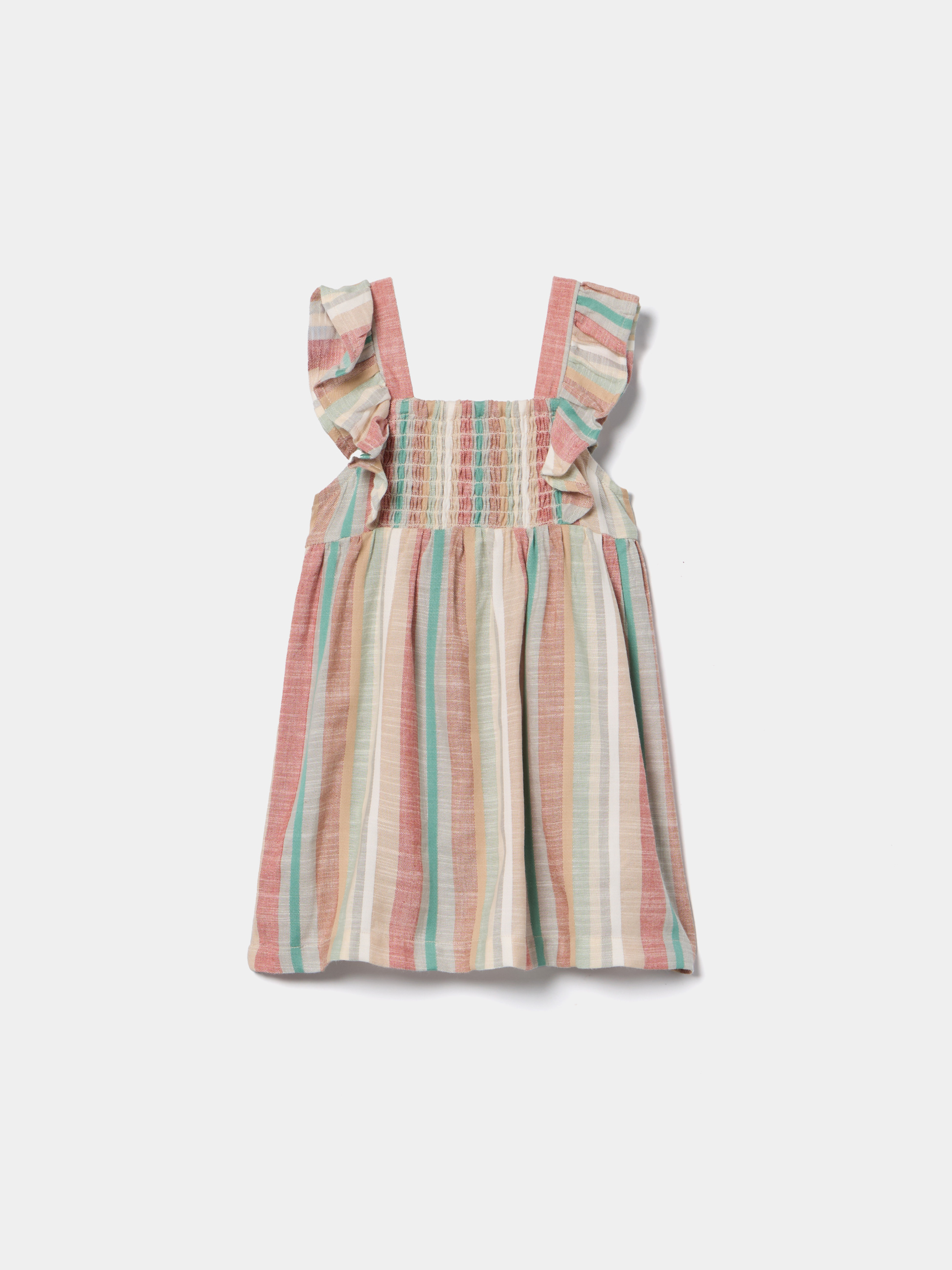 Vestido às riscas com smock