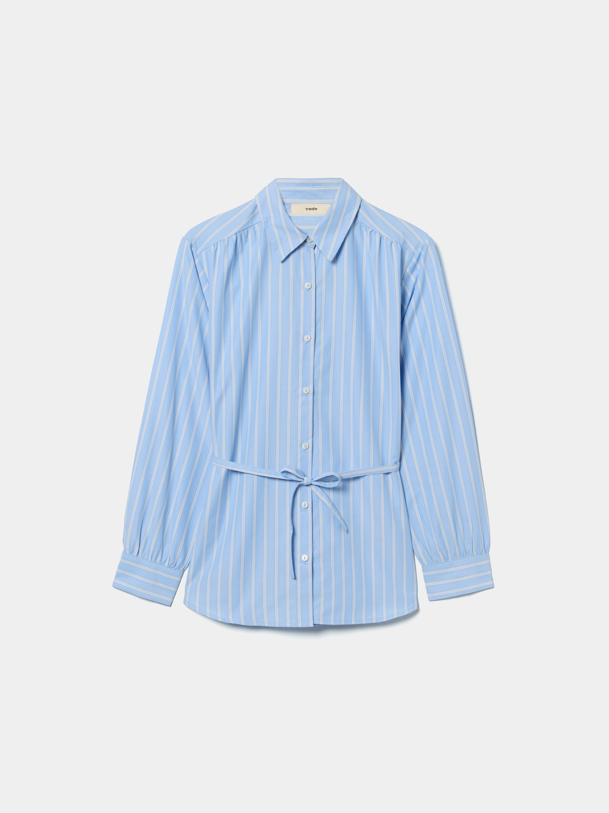 Camisa às riscas com cinto