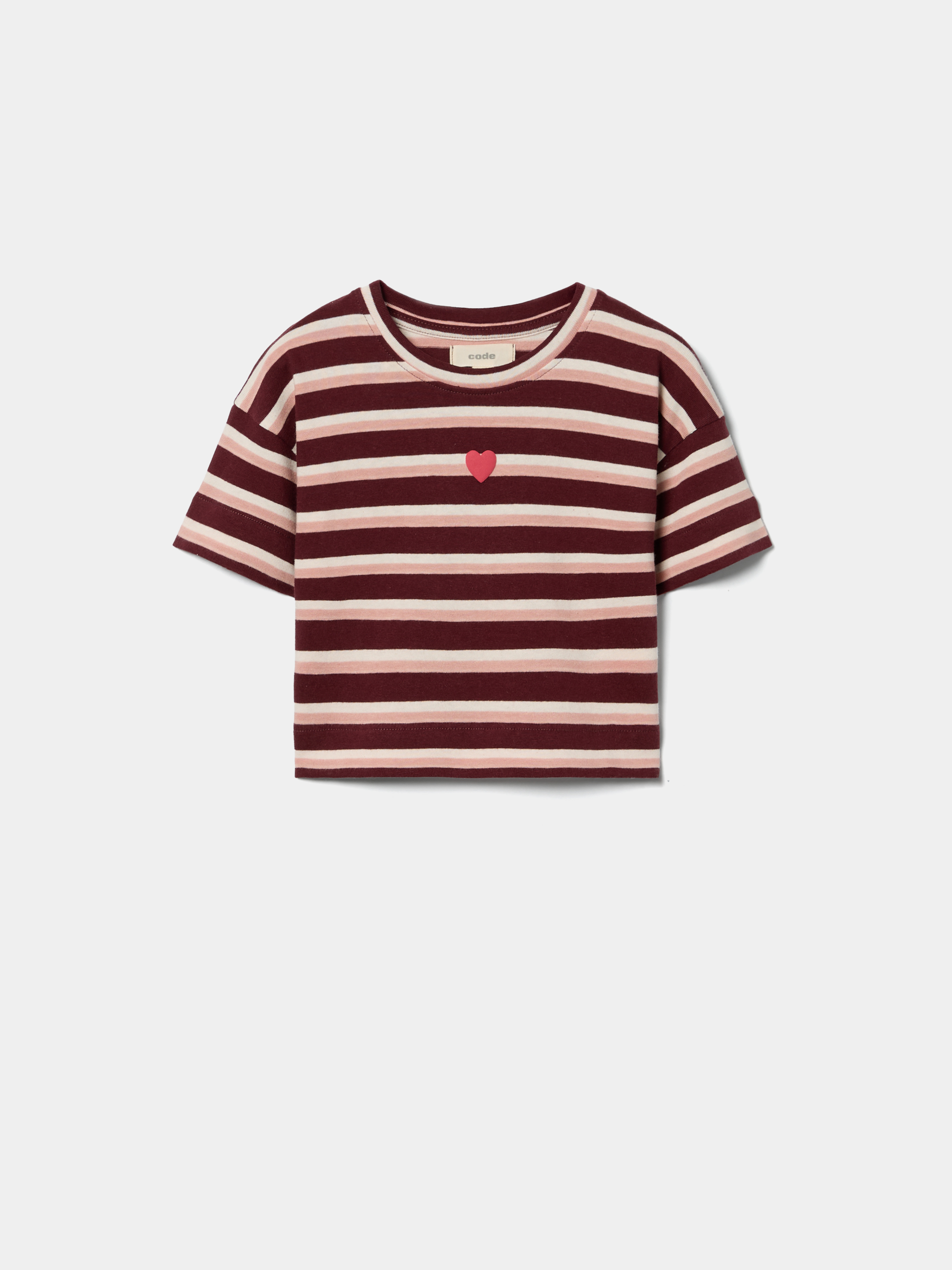 T-shirt às riscas com coração