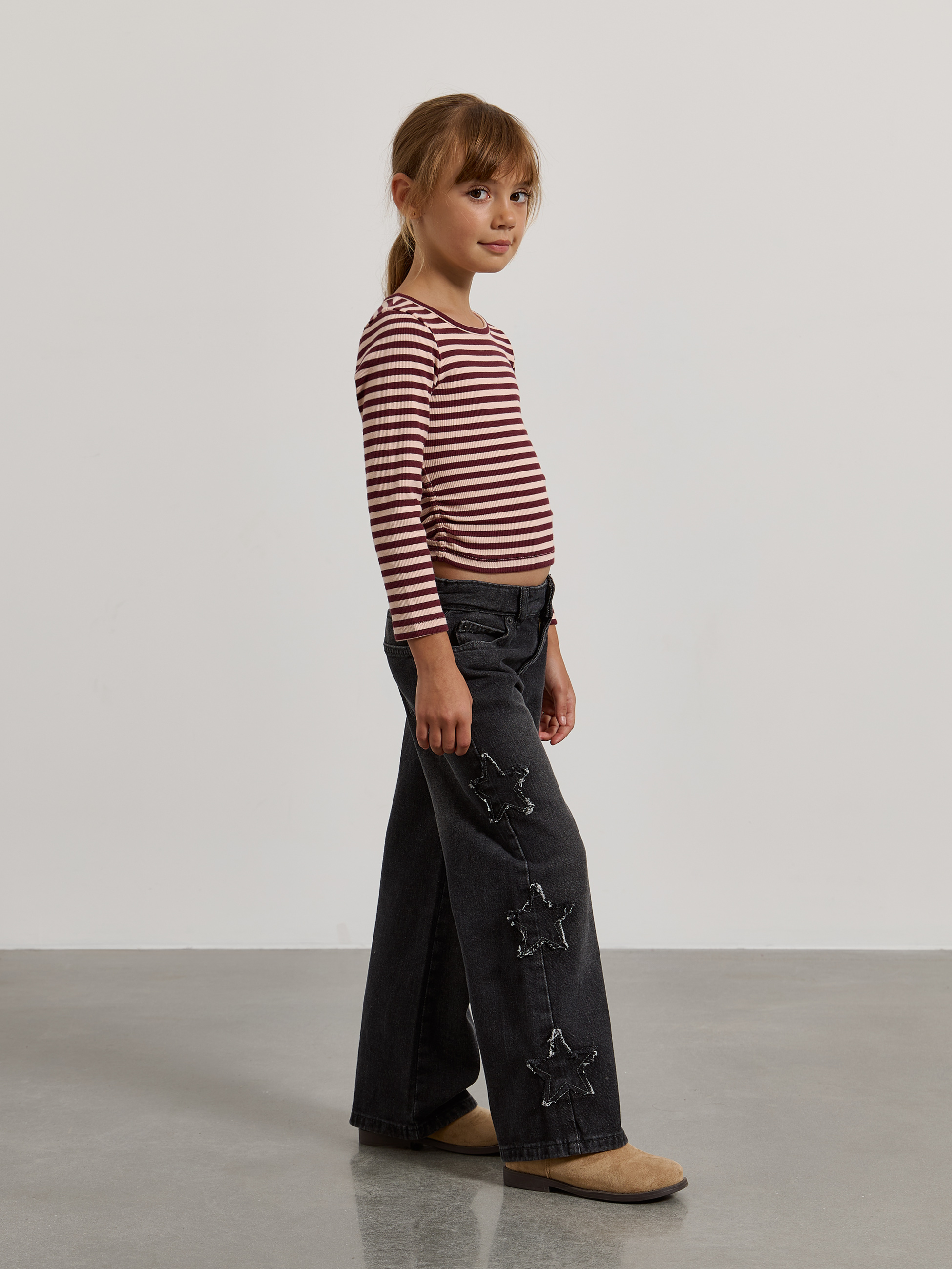 Calças de ganga wide leg com estrelas