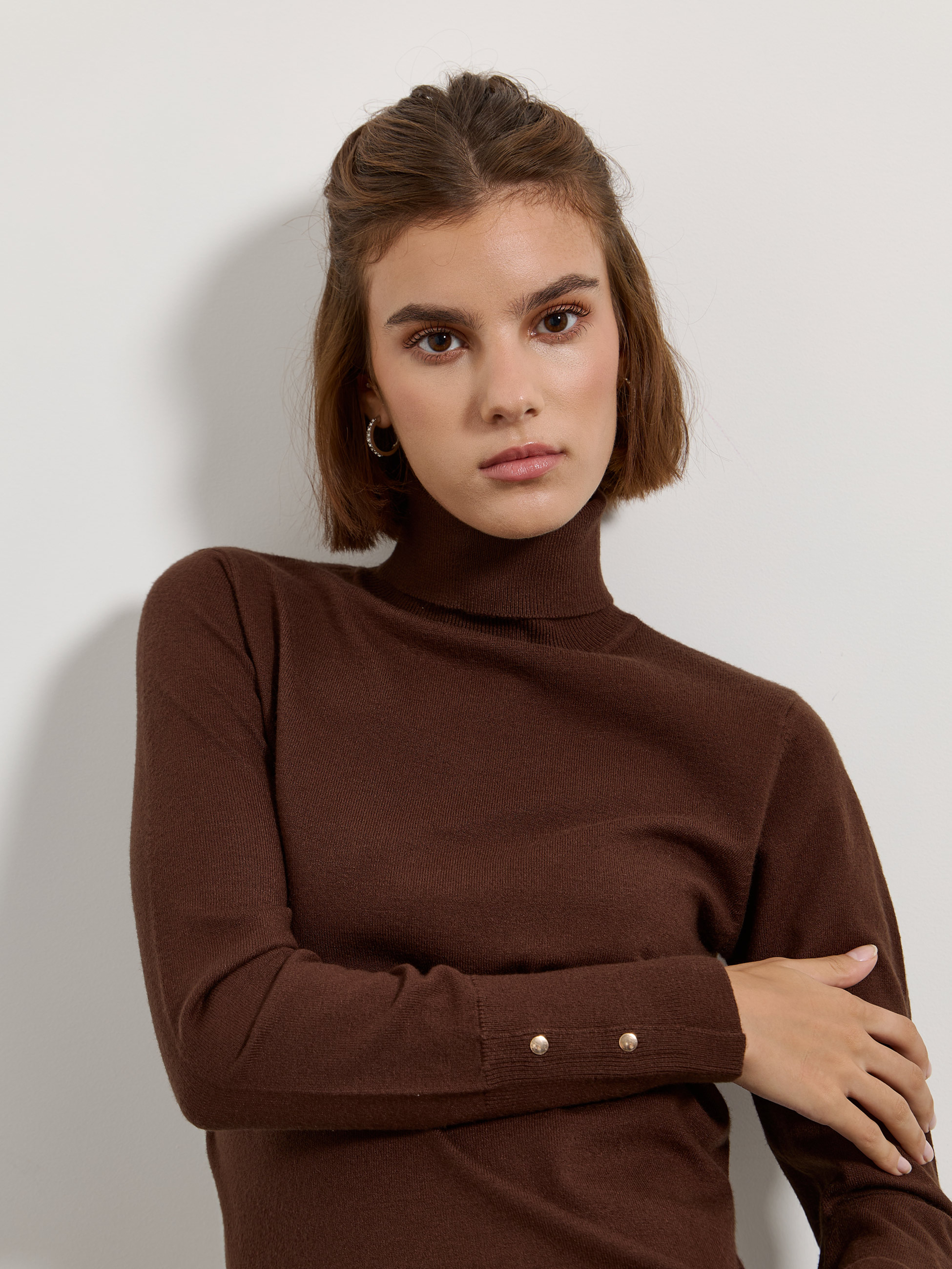 Camisola de malha de gola alta