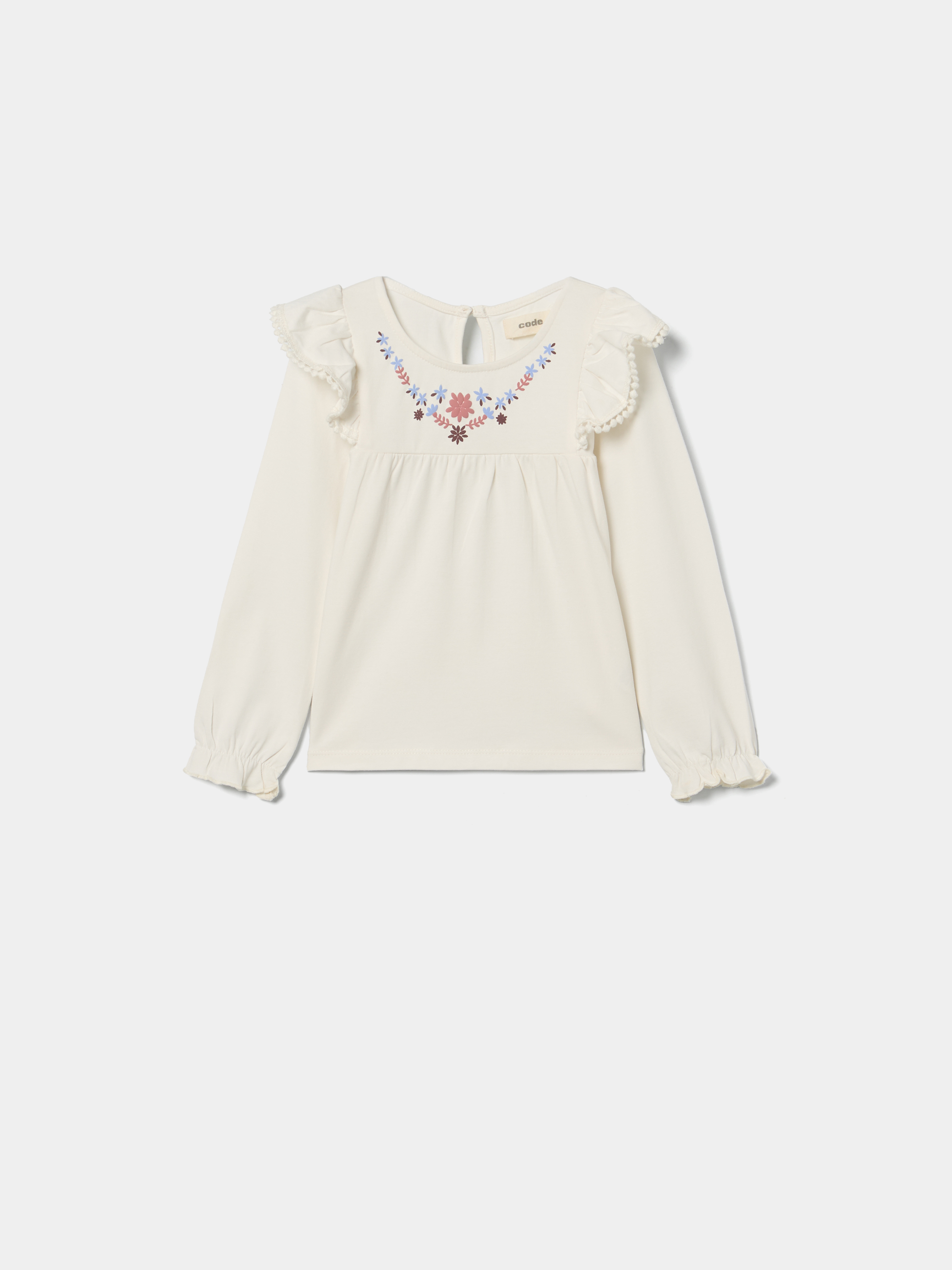 Blusa com folhos e estampado