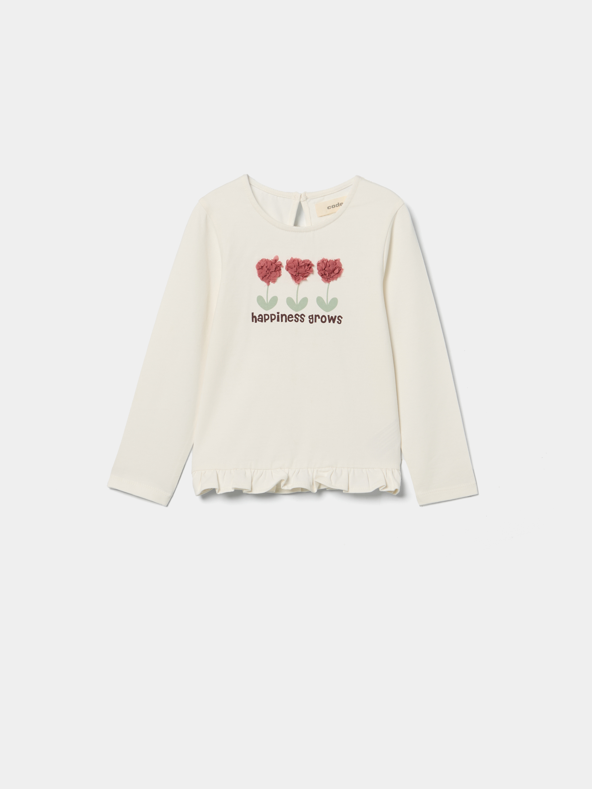 Camisola com flores em relevo