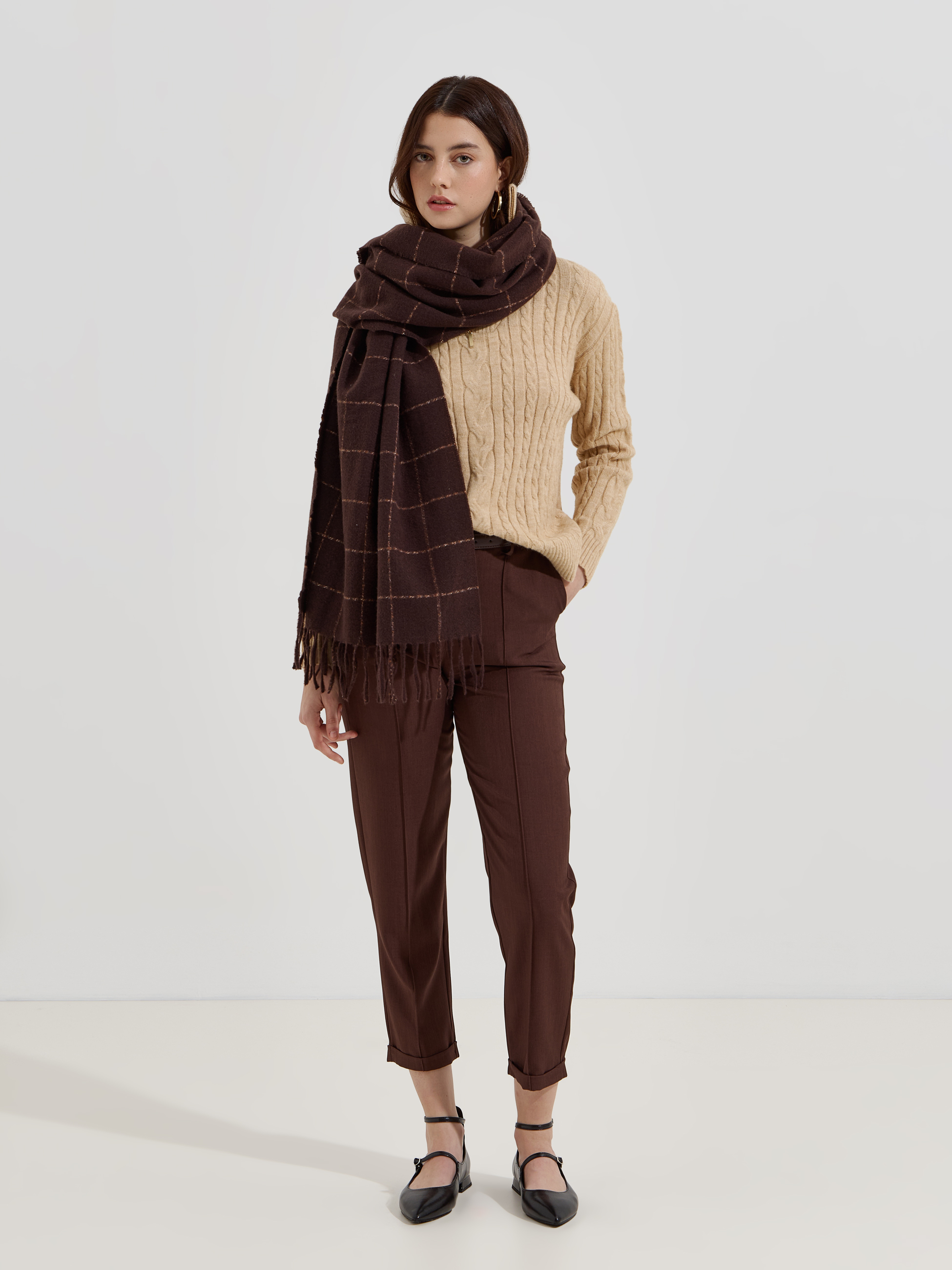 Calças de tecido com 2 botões