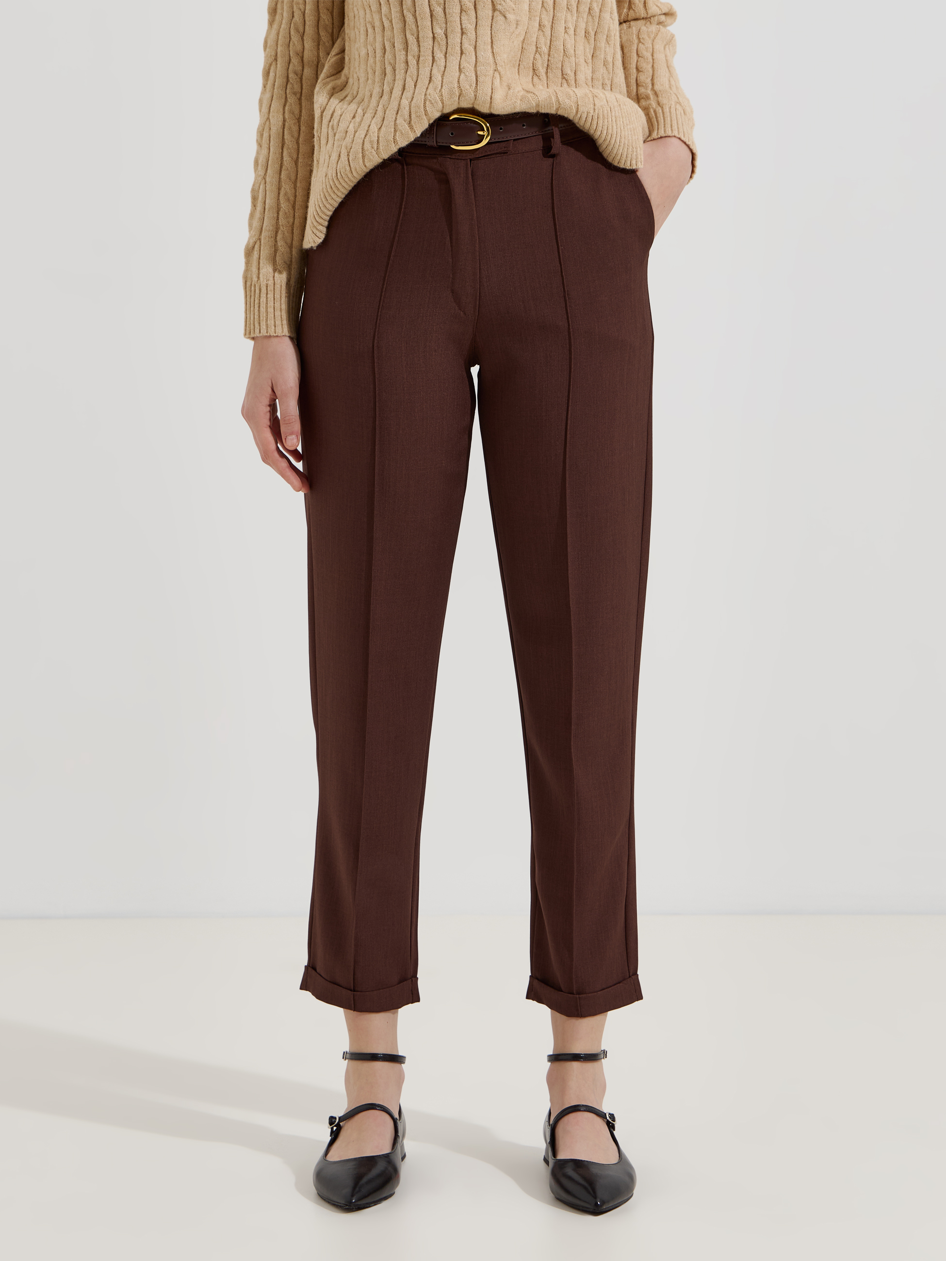 Calças de tecido com 2 botões