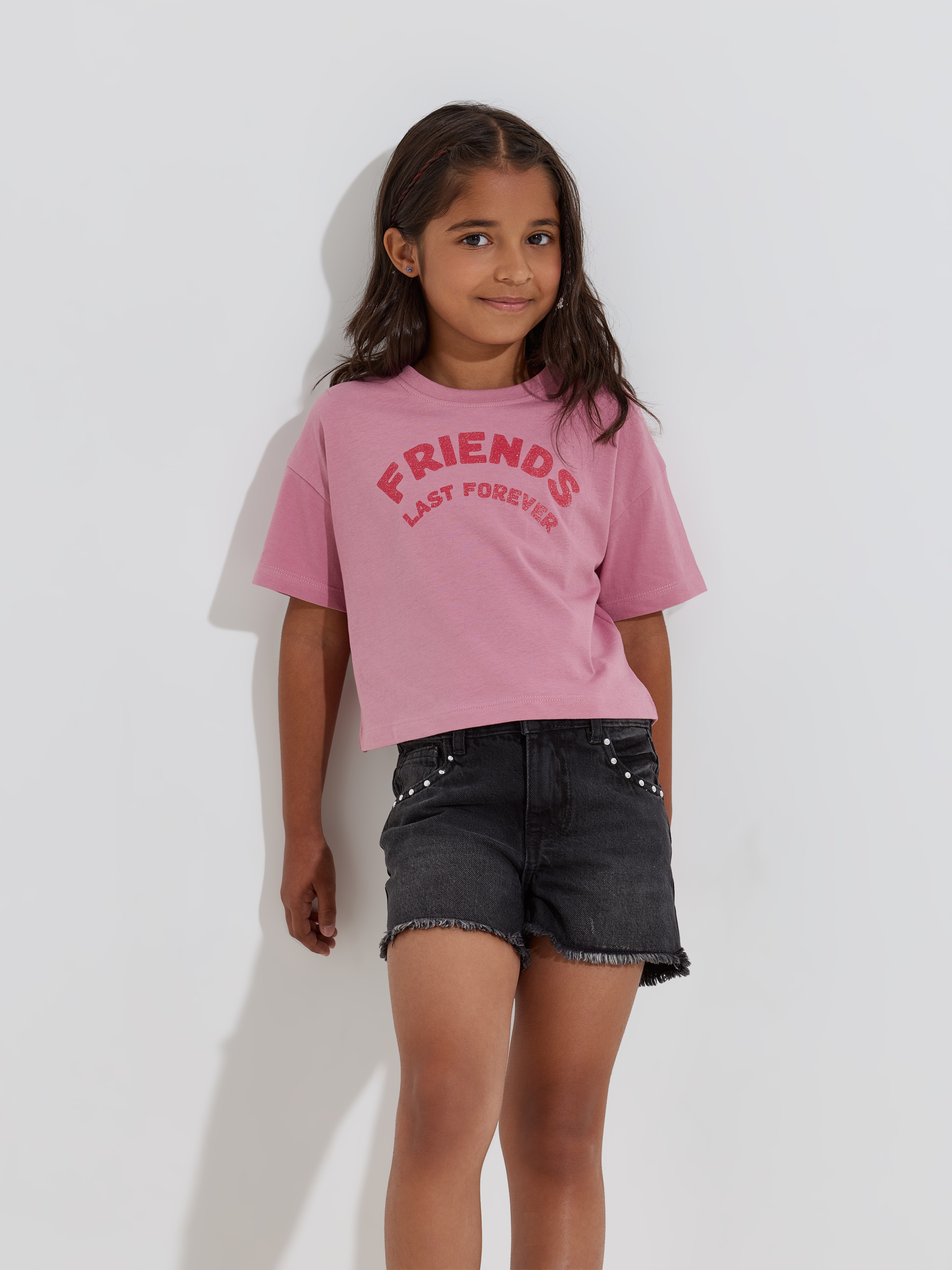 T-shirt cropped estampada