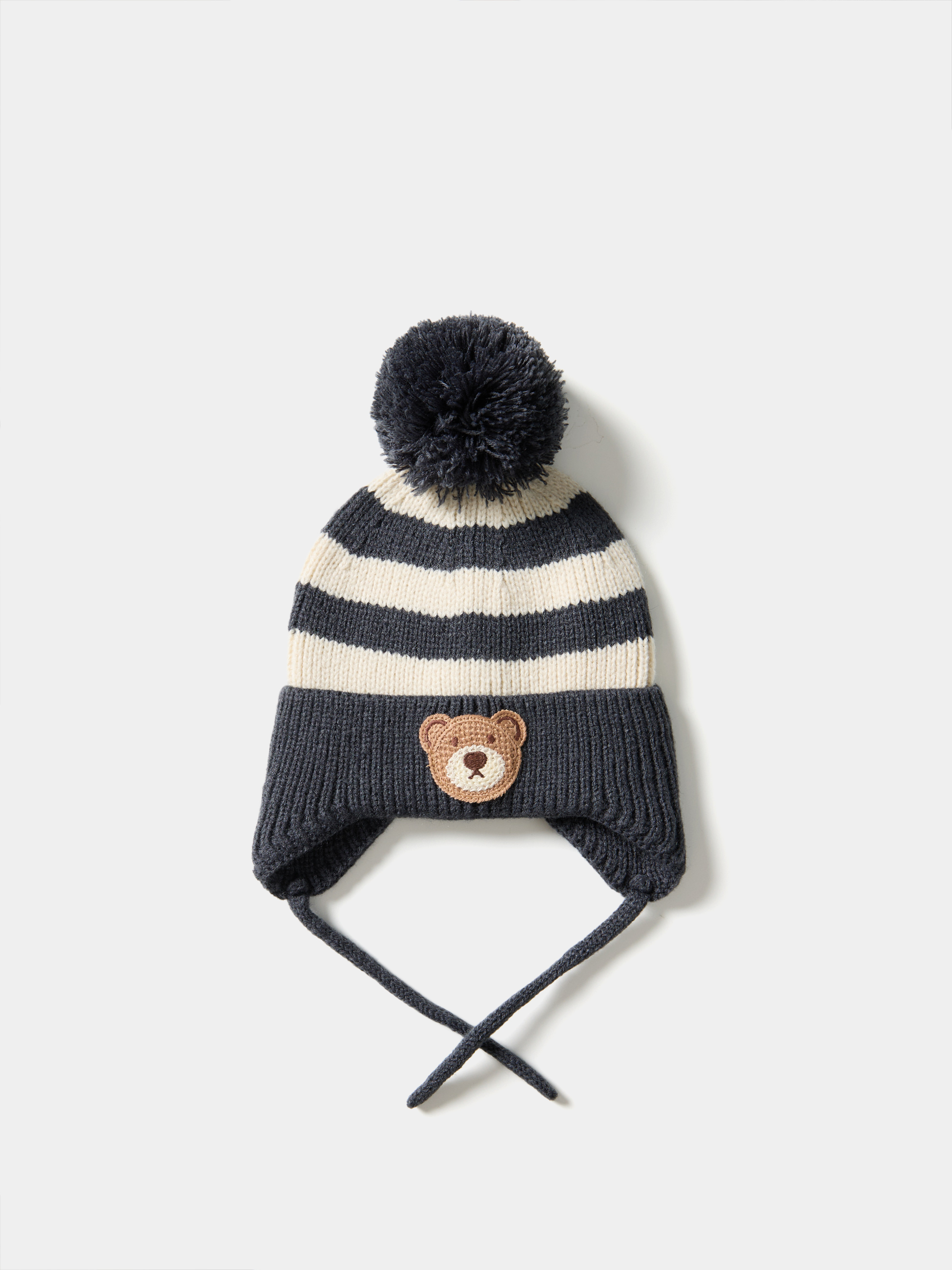 Gorro às riscas com urso
