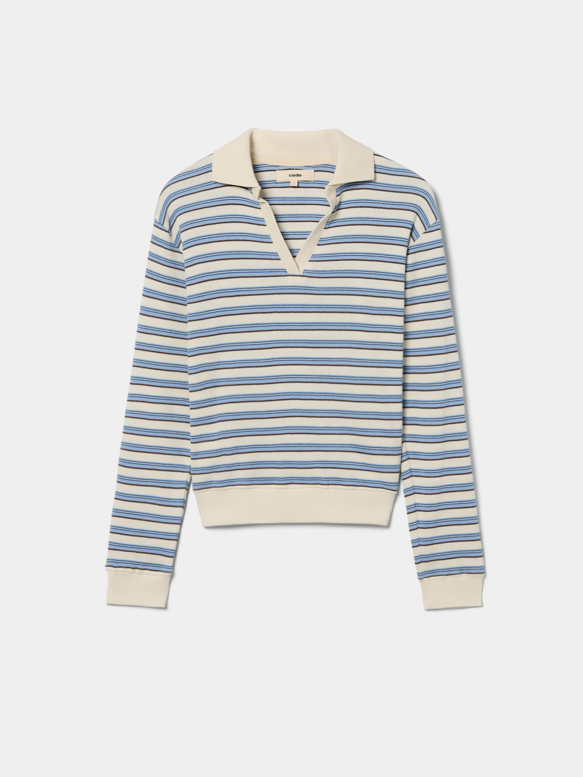 Polo de malha às riscas