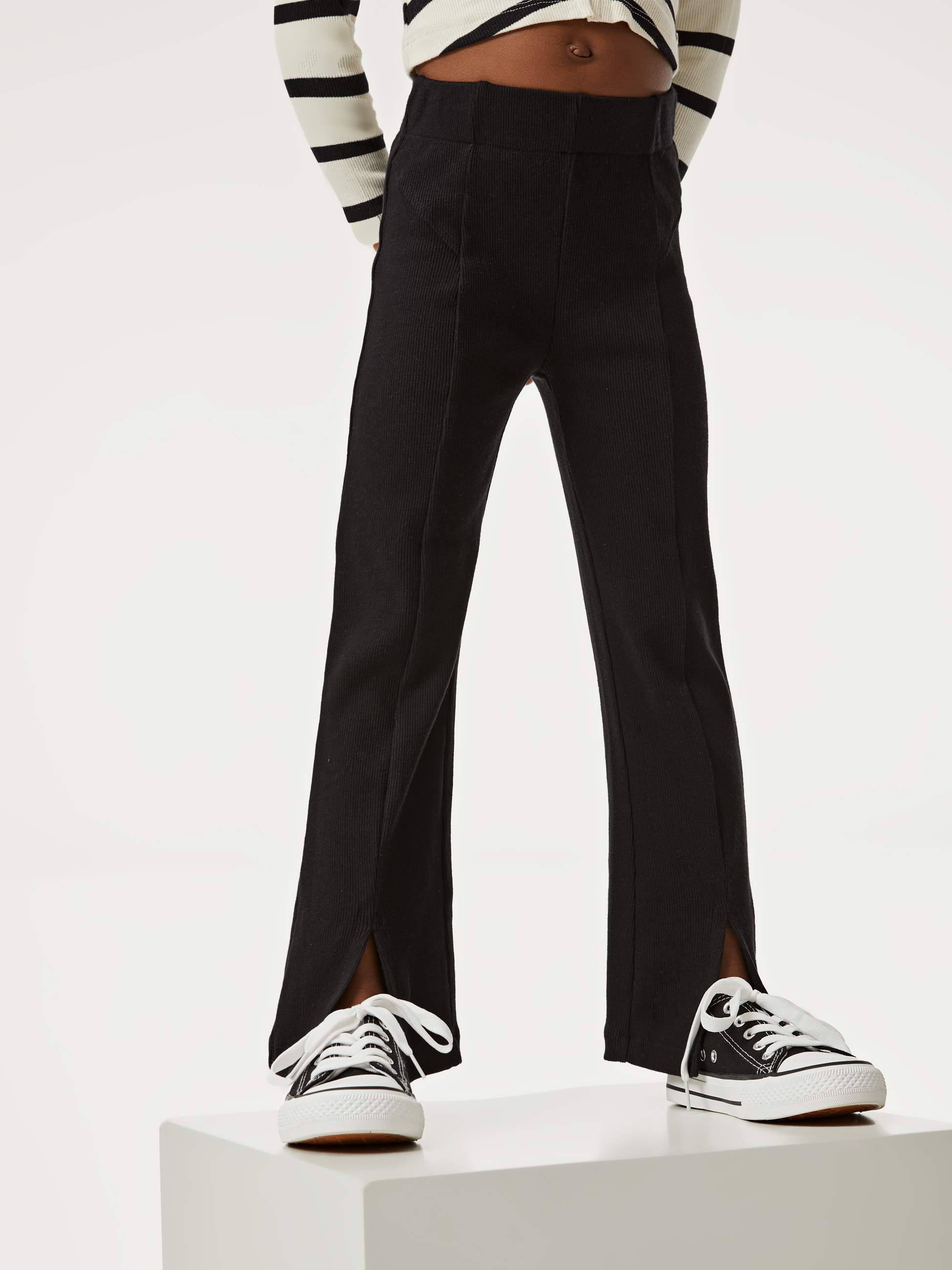 Calças malha canelada