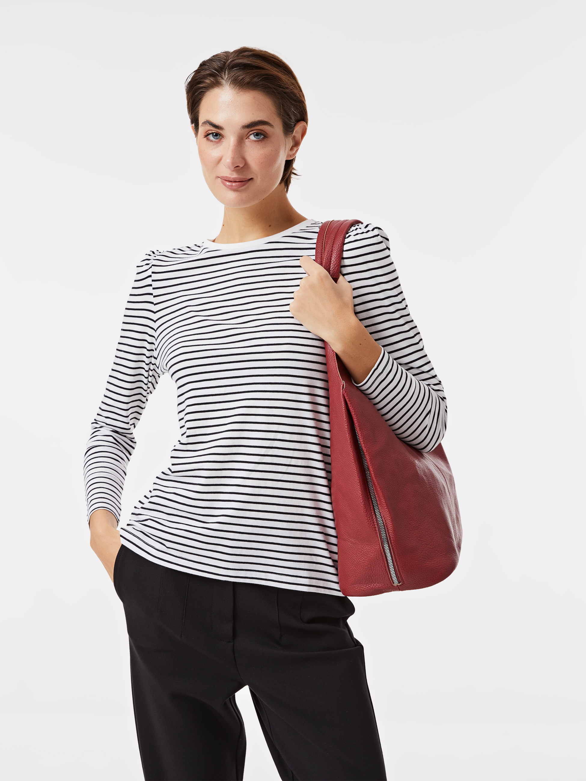 Camisola de algodão às riscas