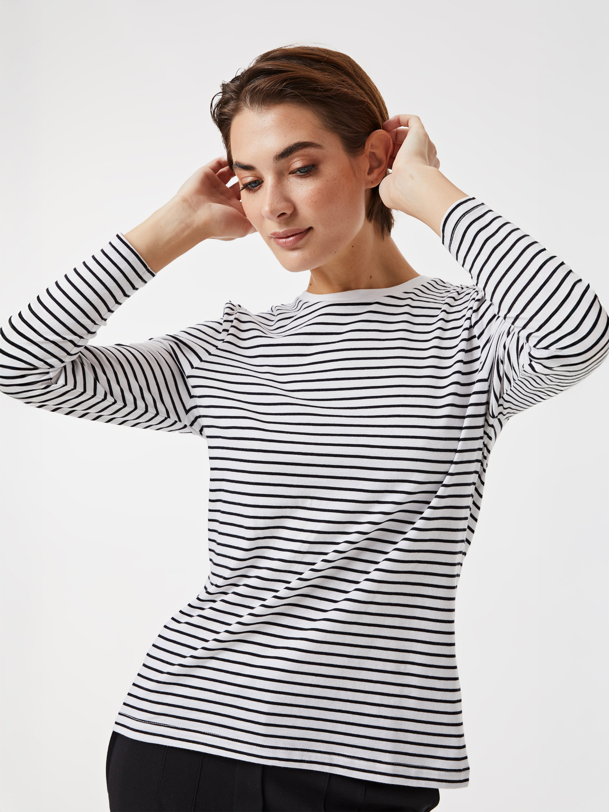 Camisola de algodão às riscas