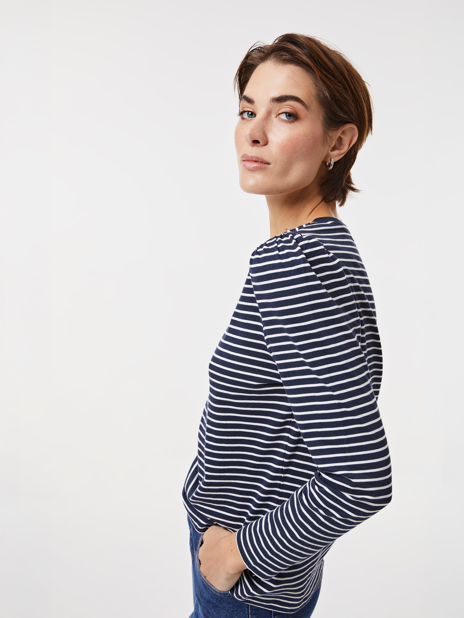 Camisola de algodão às riscas