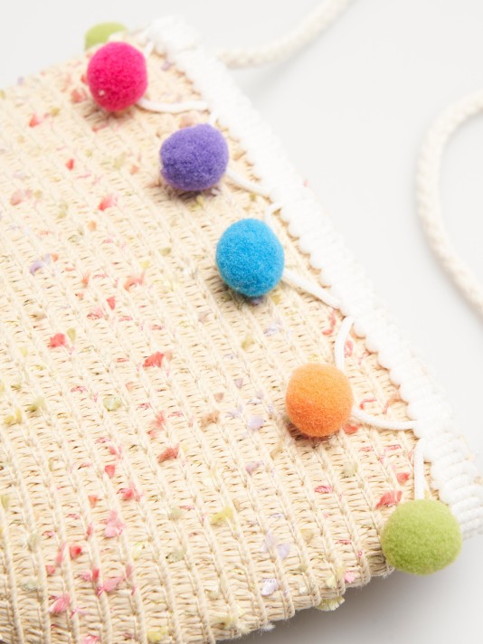 Mala de palha com pompons Mala de palha com pompons