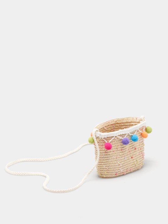 Mala de palha com pompons Mala de palha com pompons
