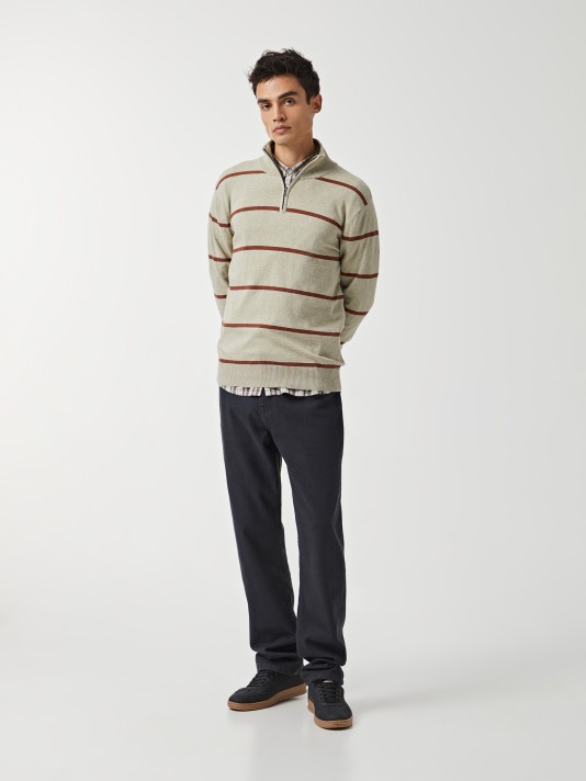 Camisola de malha às riscas Camisola de malha às riscas