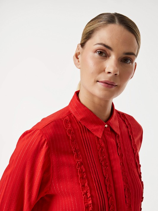 Camisa com folhos Camisa com folhos