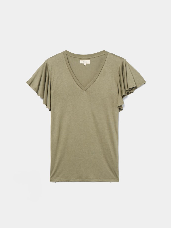 T-Shirt com folho nas mangas