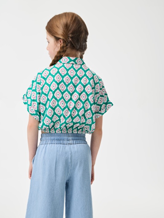 Camisa Estampada com Nó Camisa Estampada com Nó