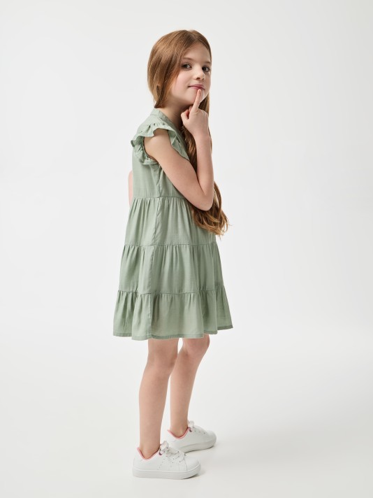 Vestido verde de folhos Vestido verde de folhos