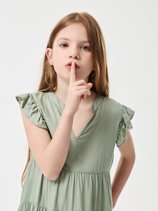 Vestido verde de folhos Vestido verde de folhos