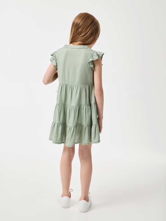 Vestido verde de folhos Vestido verde de folhos