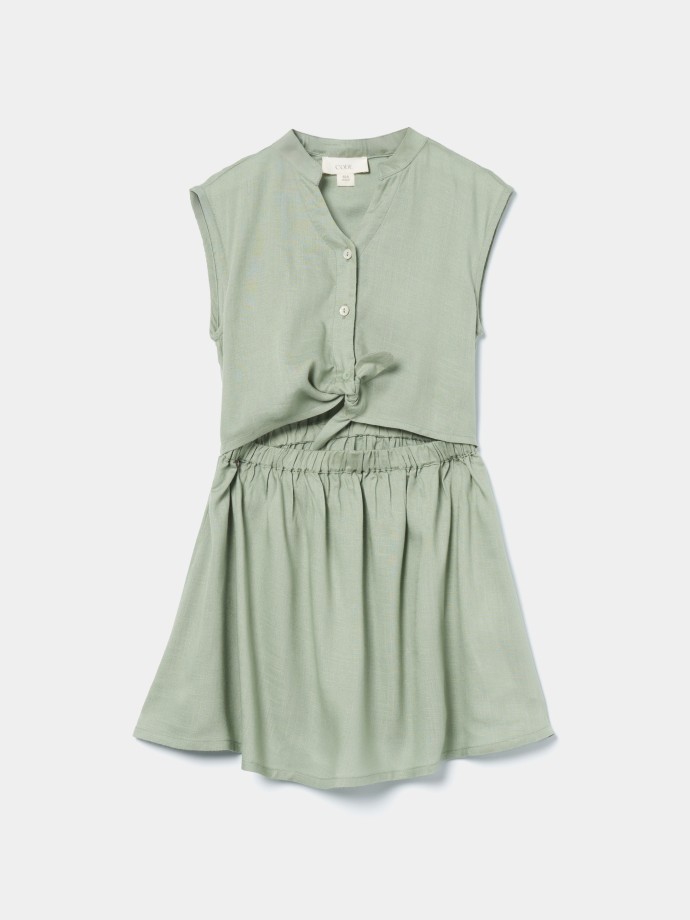 Vestido curto com botes