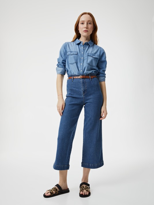 Calças de ganga wide crop Calças de ganga wide crop