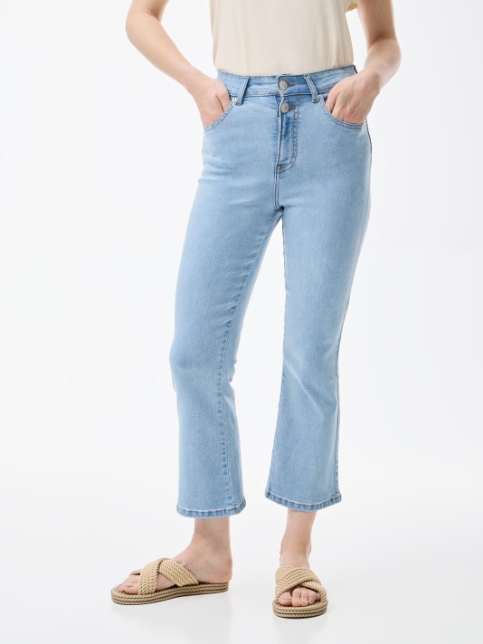 Calças de ganga cropped flare Calças de ganga cropped flare