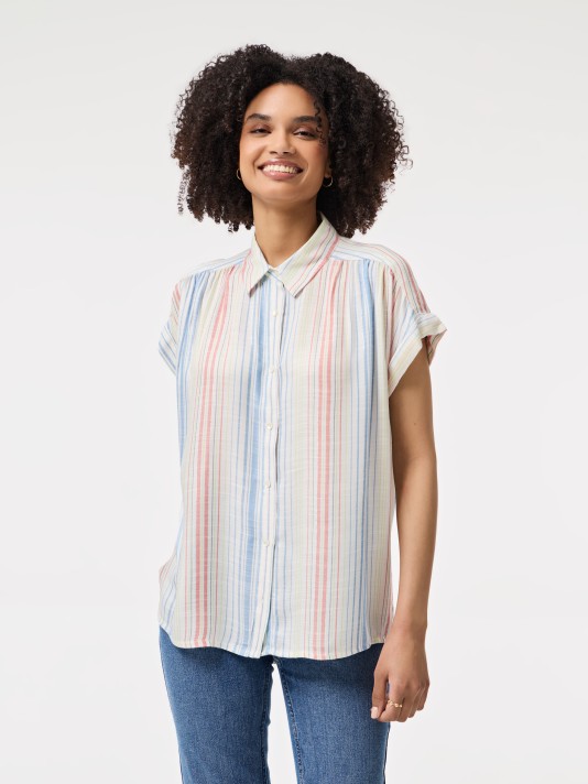 Camisa com riscas multicolor