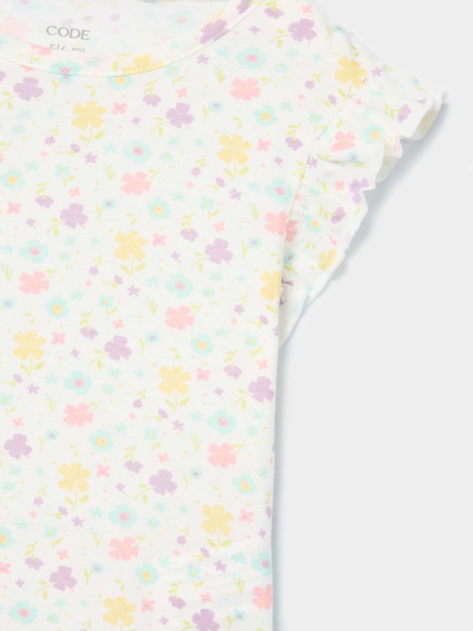 Pijama curto com flores