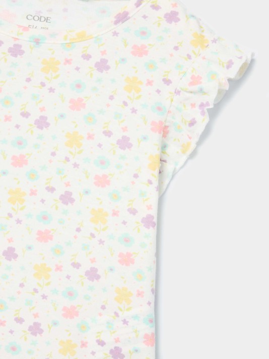 Pijama curto com flores Pijama curto com flores