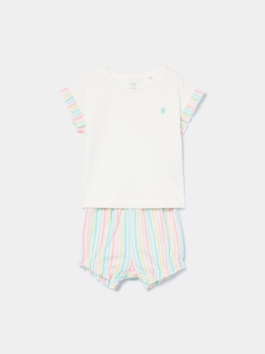 Pijama curto com riscas Pijama curto com riscas