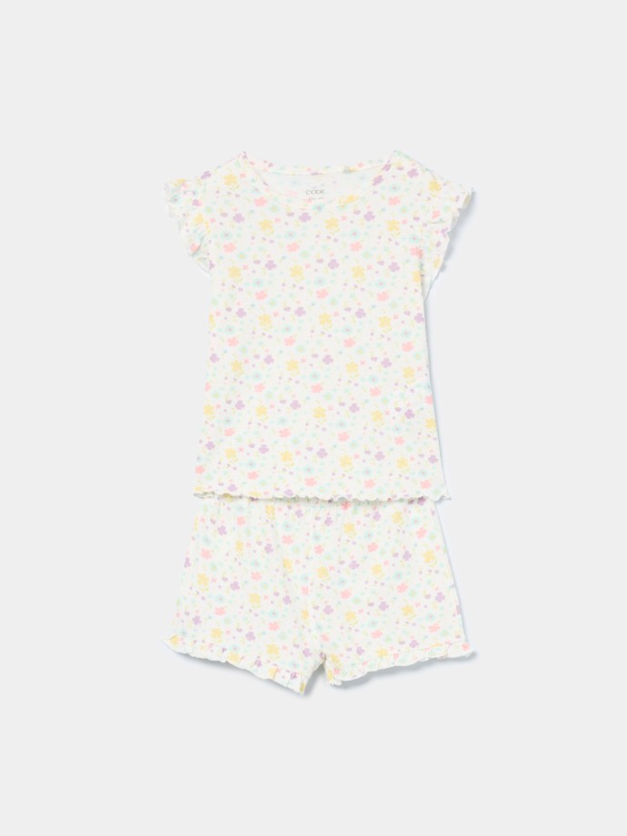 Pijama curto com flores