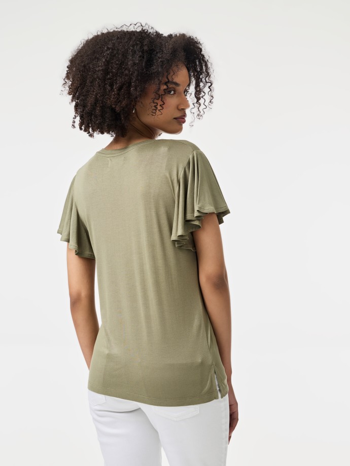 T-Shirt com folho nas mangas