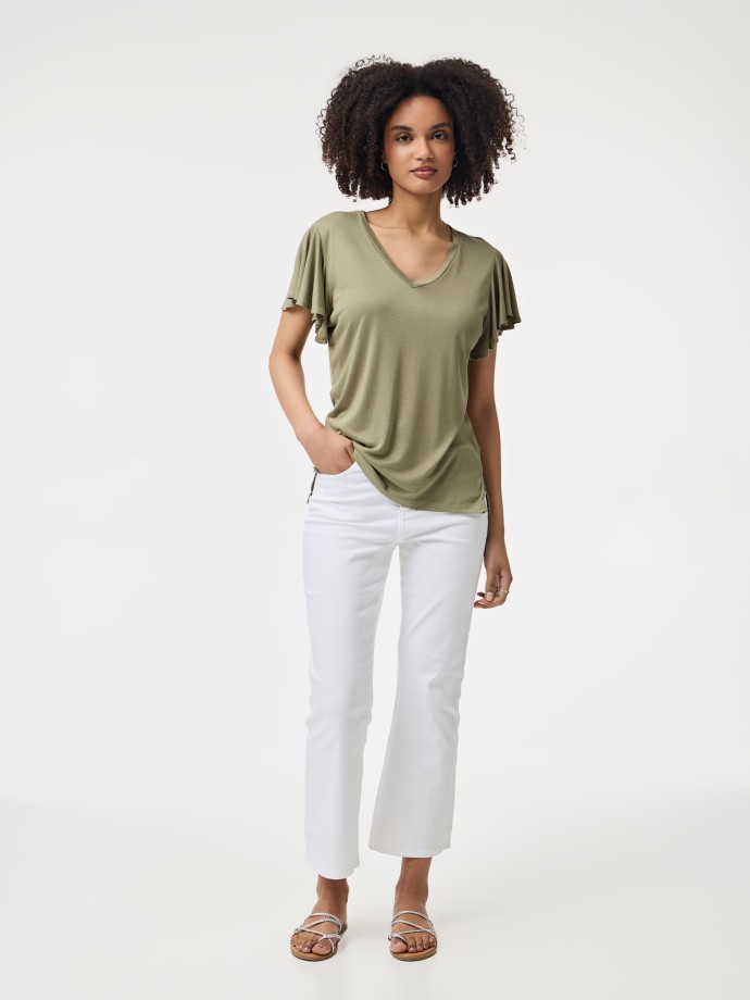 T-Shirt com folho nas mangas