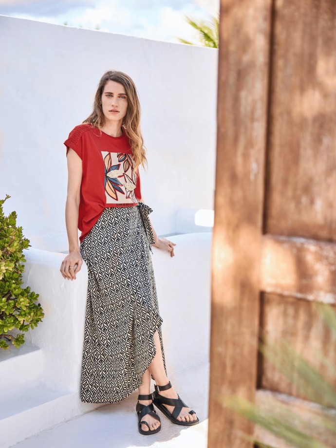 Saia midi estampada
