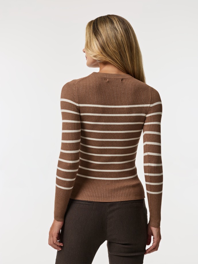 Camisola canelada com riscas