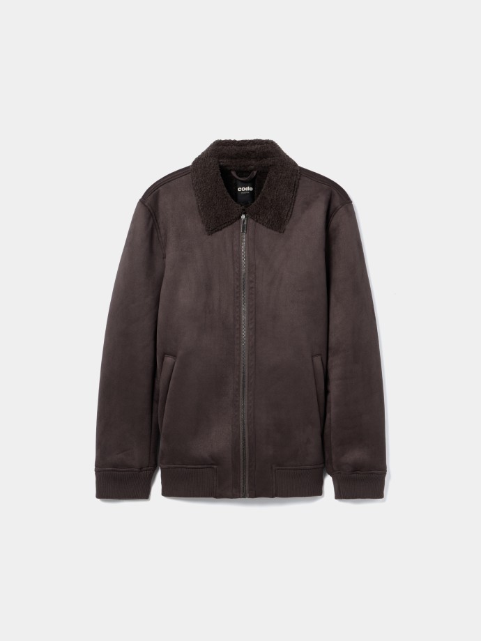 Bomber com gola de pelo Bomber com gola de pelo
